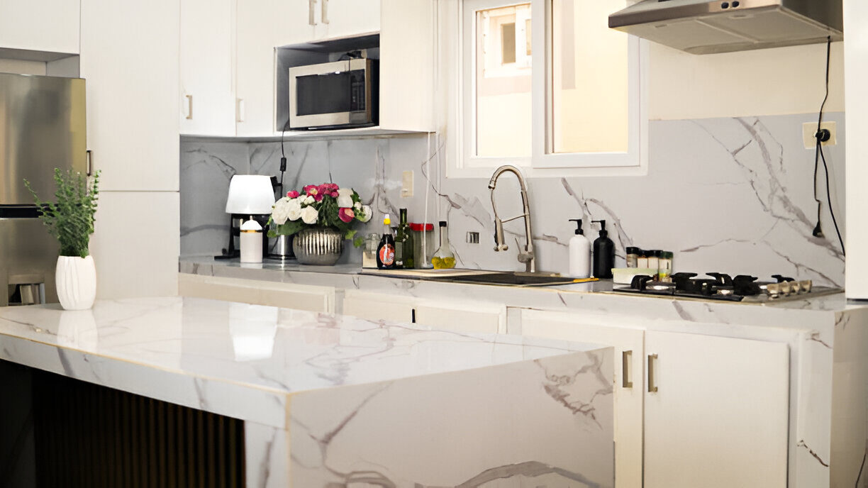 Quartz Waterfall Kitchen Island: Elegance Meets Durability